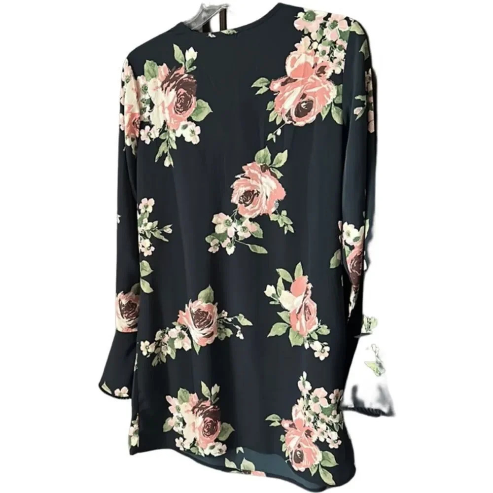 NWT Band of Gypsies Dress/Tunic Small Black Coral Print